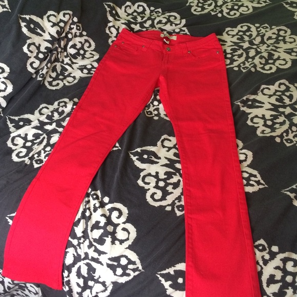 Wet Seal Red Skinny Jeans Vibrant Denim - Picture 1 of 4